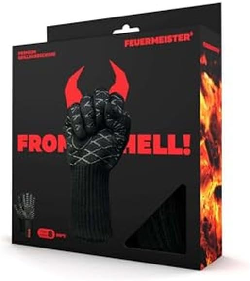 Grill-Handschuhe „Premium BBQ“ aus Aramid/Nomex, Schwarz/Rot, 2er-Set, Grösse 10 Schwarz M, Schwarz