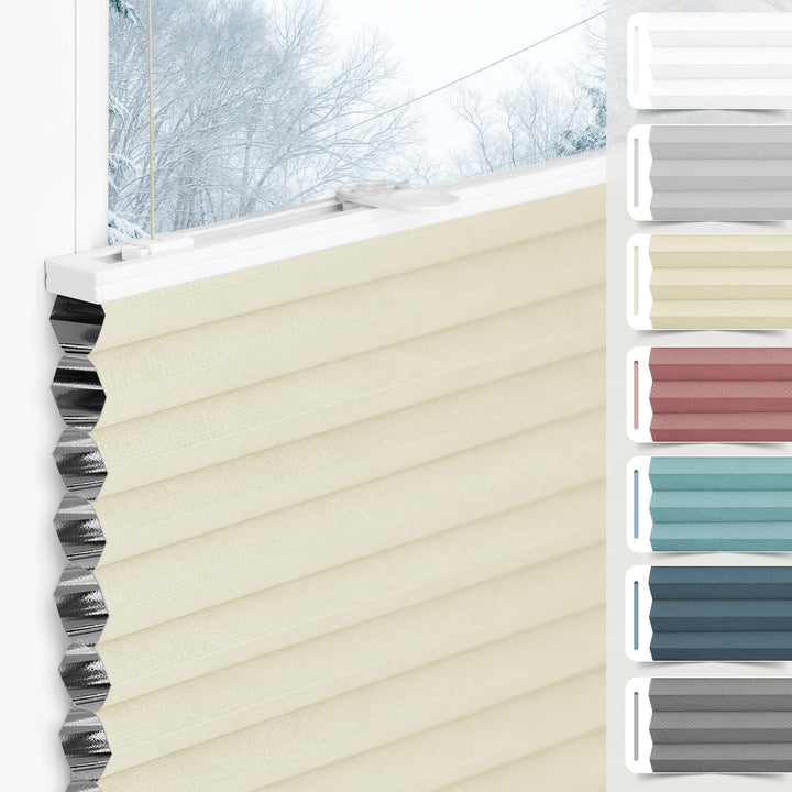 Wabenplissee Plissee ohne Bohren Verdunkelung Klemmfix Thermo Verdunklungsplissee, Beige-Weiss 40x12