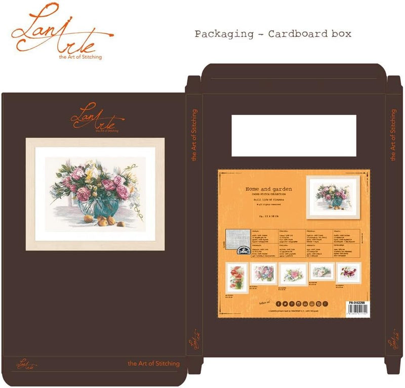 Lanarte Zählmusterpackung Stillleben m. Blumen Leinen Kreuzstichpackung, Baumwolle, Mehrfarbig, 53 x