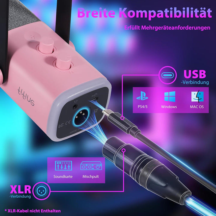 FIFINE XLR Streaming Mikrofon mit Arm für Podcast Studio, USB Dynamisch Microphone Gaming PC mit Stu