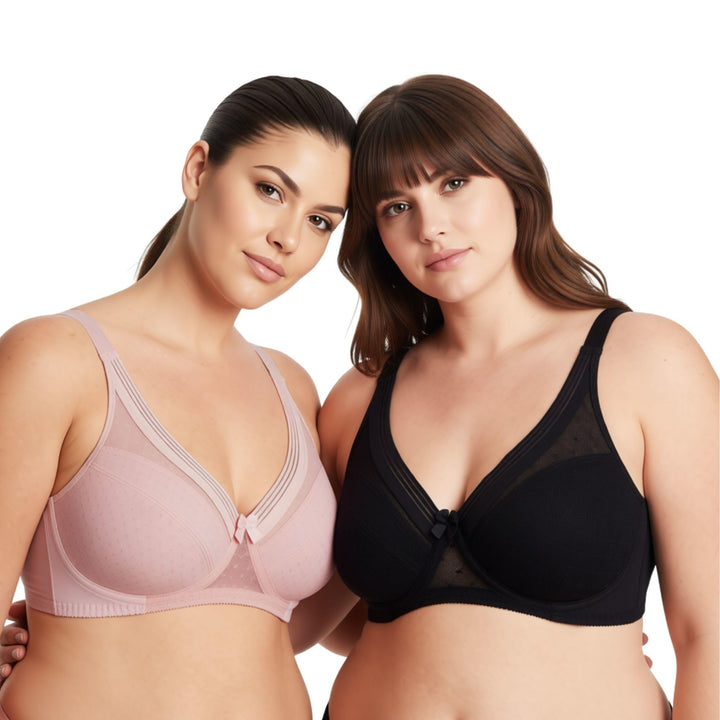 Curve Muse Damen Übergrösse Minimierer Ungefüttert Bügel Vollständige Abdeckung BH 75D Schwarz, Rosa