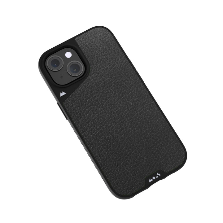 Mous Hülle für iPhone 15 MagSafe Kompatibel Case - Limitless 5.0 - Schwarzes Leder - Handyhülle iPho