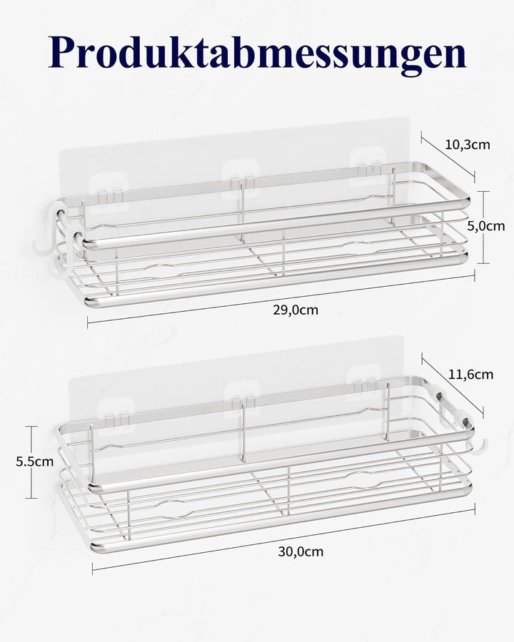 Kitsure Duschablage Ohne Bohren – 2er-Pack Rostfreie Duschregale Selbstklebend, Viel Stauraum, Prakt