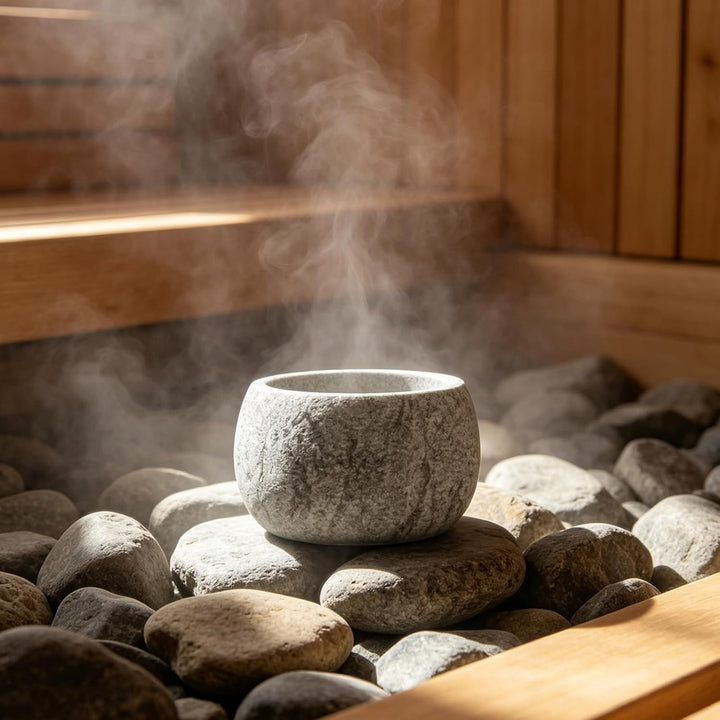 Sauna Aromaschale aus Sauna zubehör - 10,5 x 6 cm Saunazubehör, Verdampferschale Sauna aus Granit, f