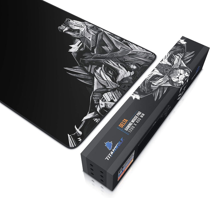 TITANWOLF - Übergrösse Mauspad Gaming Titanwolf 1200x400mm - XXXL Mousepad gross mit Motiv - Tischun