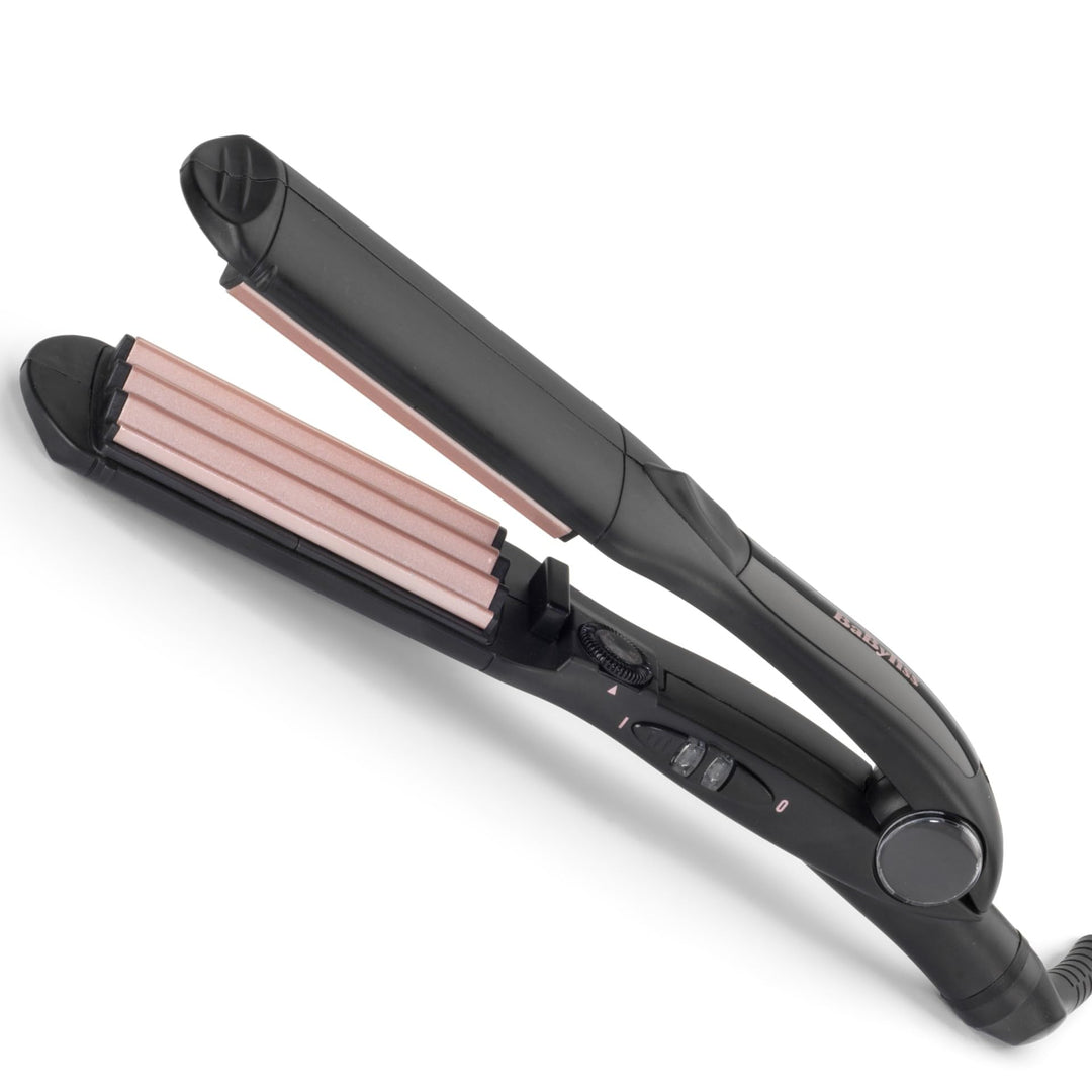 BaByliss The Crimper Kreppeisen mit 10 Temperaturstufen bis 210°C und Abschaltautomatik In rosa Schw