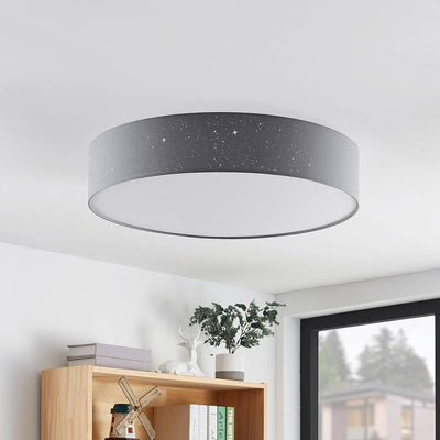 Lindby LED Deckenleuchte 'Ellamina' dimmbar mit Fernbedienung (Modern) in Alu aus Textil u.a. für Wo