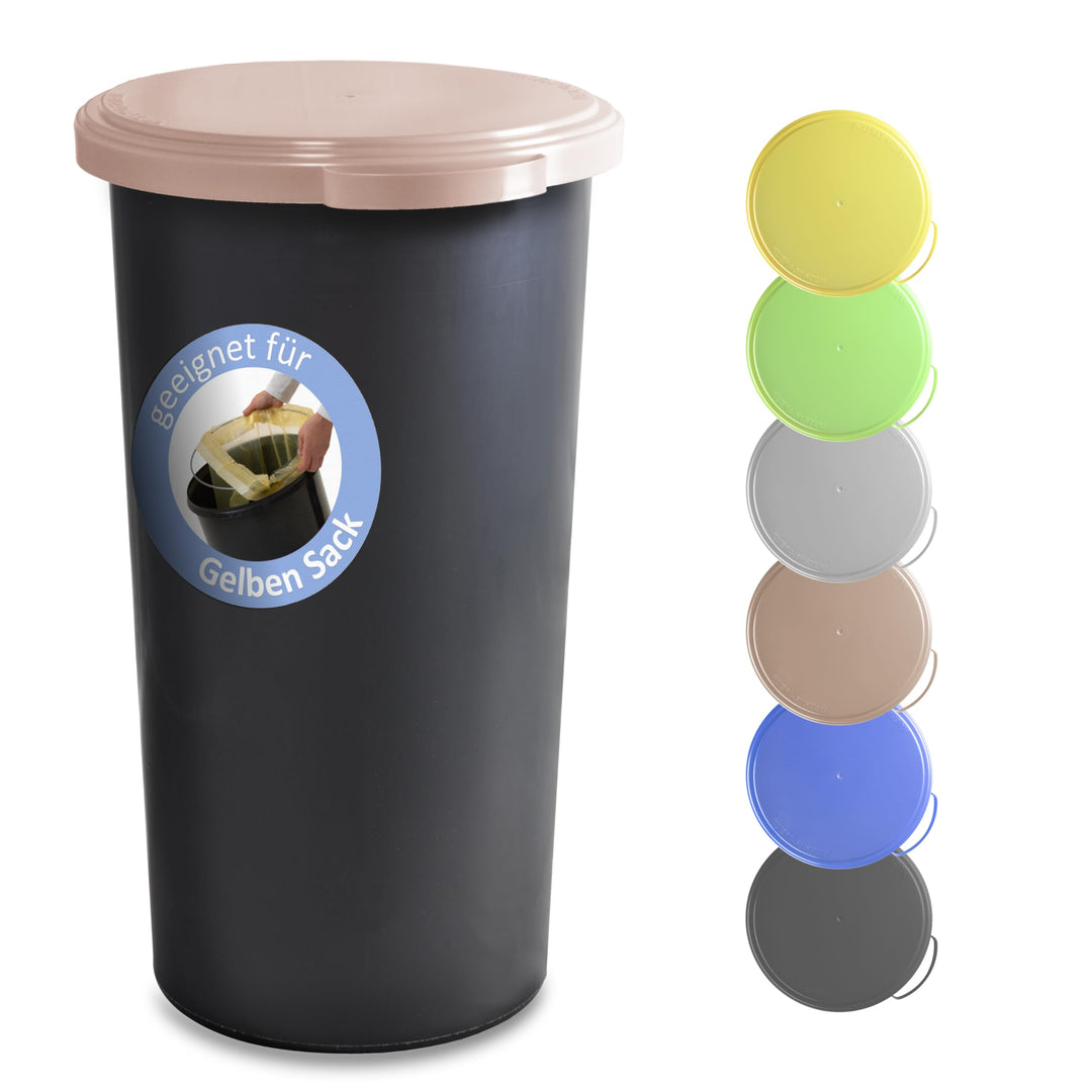 KUEFA 60L Müllsackständer mit flachem Deckel - Gelber Sack Mülleimer (Rosee), Rosee