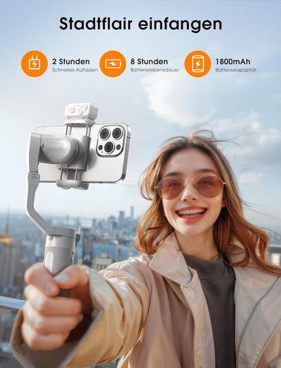 hohem iSteady XE Kit Gimbal Smartphone, Faltbarer Handy Gimbal mit Magnetischem Fülllicht, Gesichts/