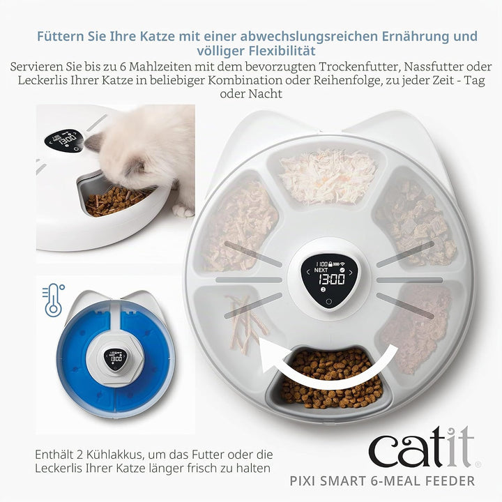 Catit - PIXI Smart Futterautomat mit 6 Mahlzeiten (Nassfutter),, Nassfutter