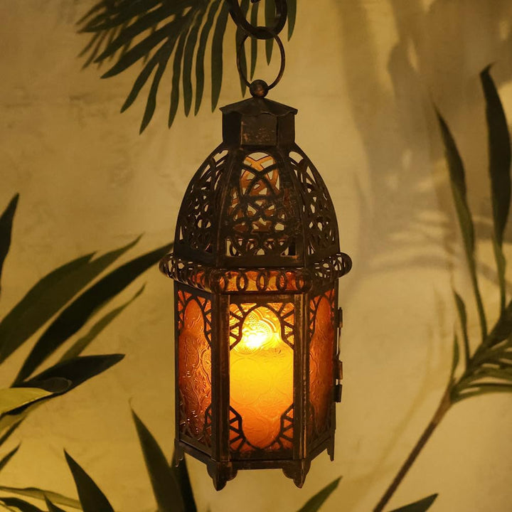 NEEDOMO Grosse dekorative Kerzenlaterne für Ramadan, 32.8 cm marokkanischer Stil, hängende Laternen,