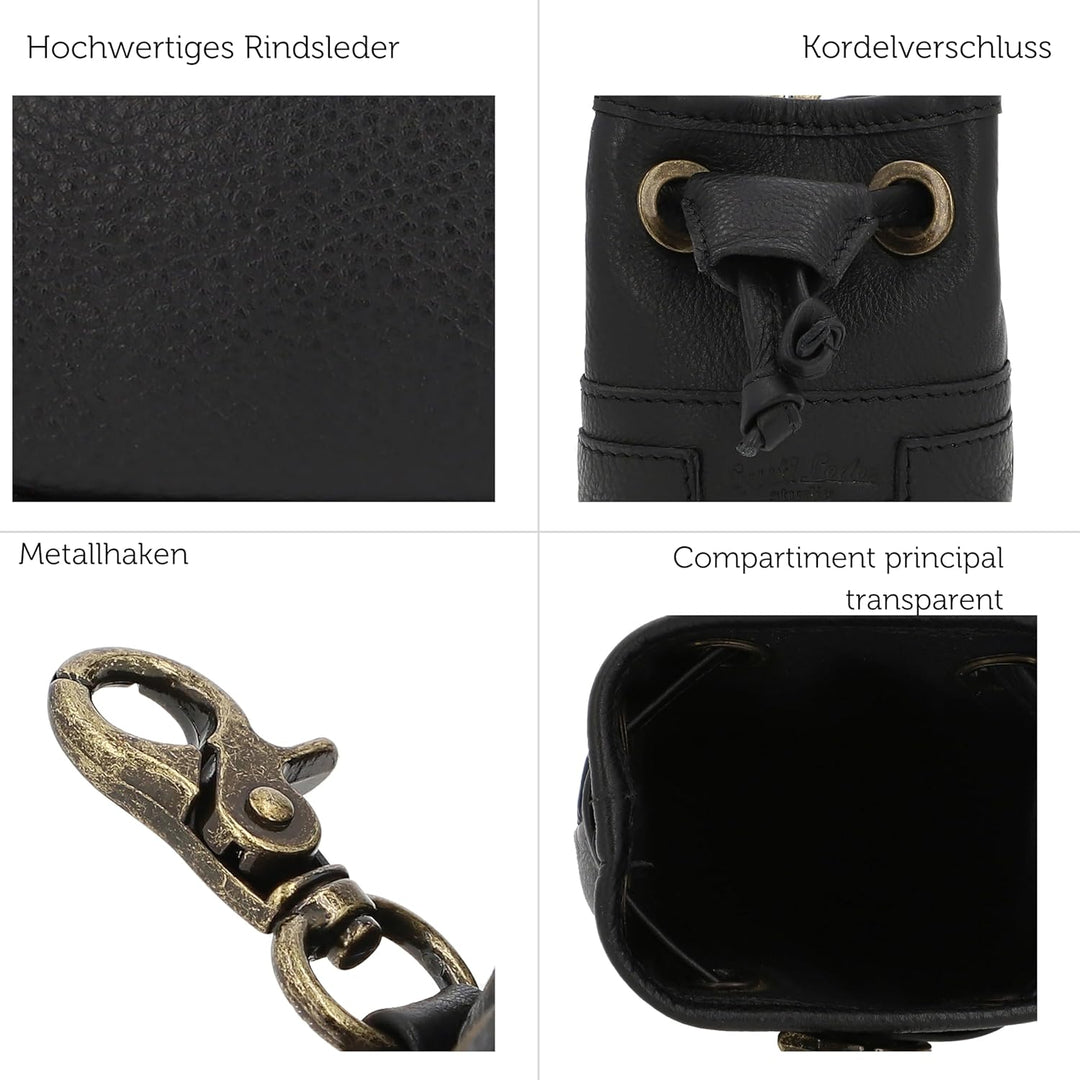 Gusti Leder Leckerlitasche Alaric - Futterbeutel Hund Vierbeiner Schwarz Leder