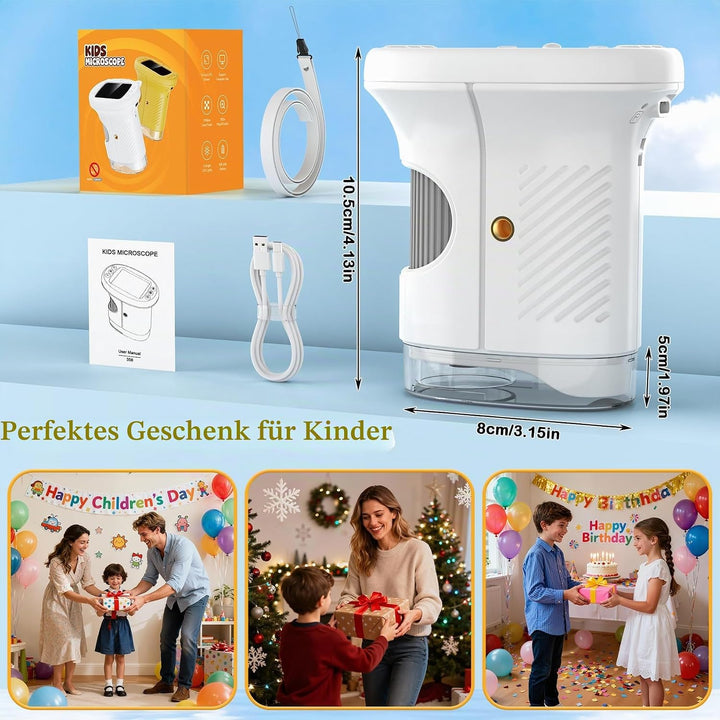 Digitales Mikroskop für Kinder,Hand Mikroskop Digital mit 2.4 Zoll Bildschirm 200x Taschenmikroskop,