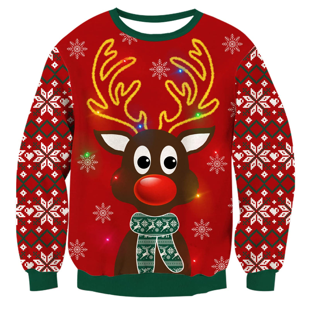 Freshhoodies Unisex Strickpullover Weihnachtspullover Mit LED Leuchten Neuheit Ugly Weihnachtspulli