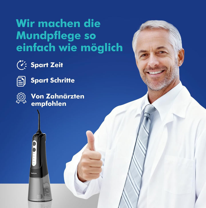 Munddusche Kabellos, Tragbarer Water Flosser mit 4 Modi & 8 Jet-Düsen,Munddusche Testsieger 2025,Zah