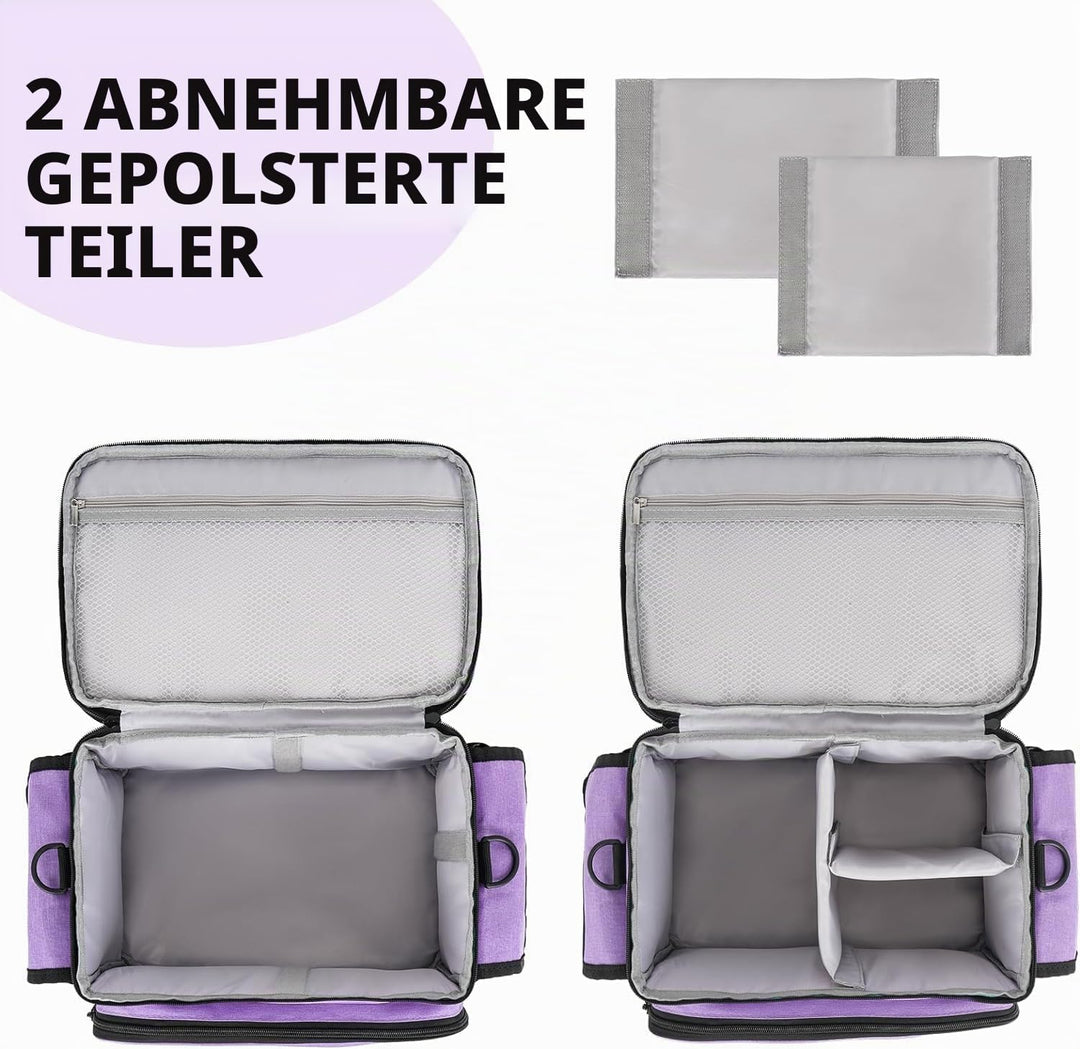 Grosser Nähkasten mit Nähtaschen, Nähzubehör, Garnaufbewahrung, Nadelbehälter, violett, XL, Modern V
