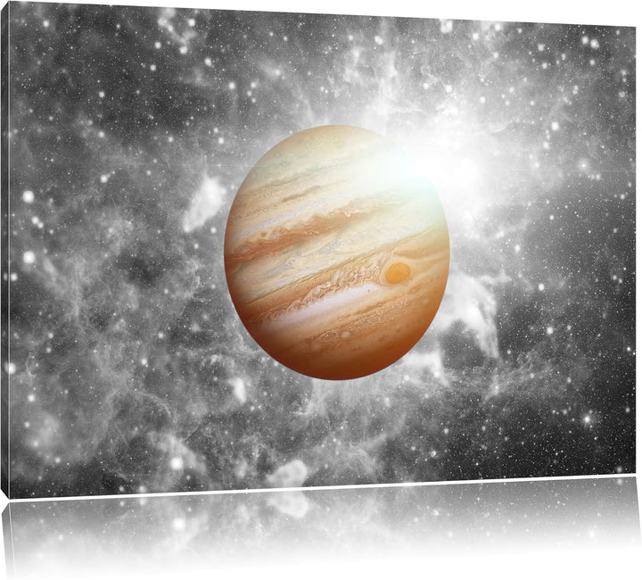 Pixxprint Planet Jupiter im Universum B&W Detail, Format: 100x70 auf Leinwand, 100x70