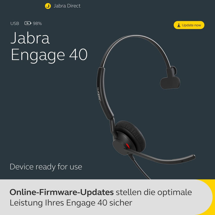 Jabra Jabra Engage 40 USB-A UC Mono, Schwarz USB-A Mono + Steuereinheit UC, USB-A Mono + Steuereinhe