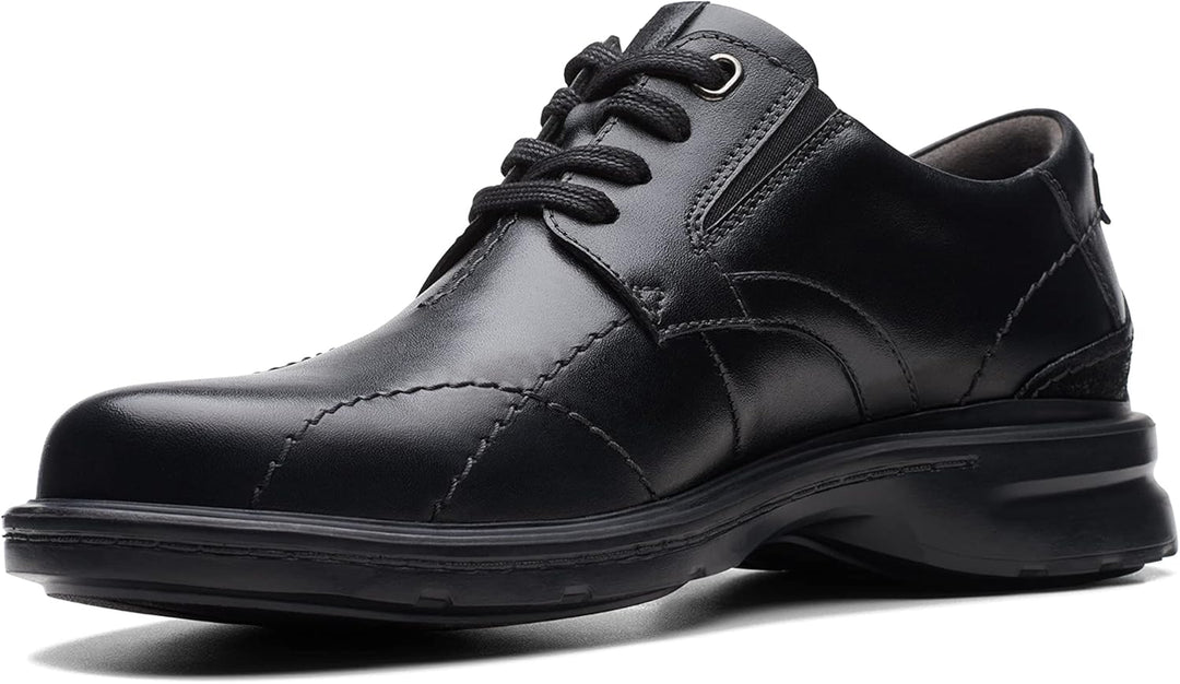 Clarks Herren Gessler Lace Oxford 43 EU Black Leather, 43 EU Black Leather