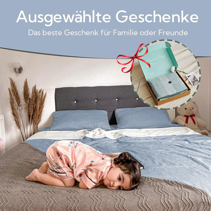 MILDLY Bettwäsche 220x240 Baumwolle, Bettwäsche-Sets Haiya Blau 3 Teilig mit Reissverschluss Ähnlich