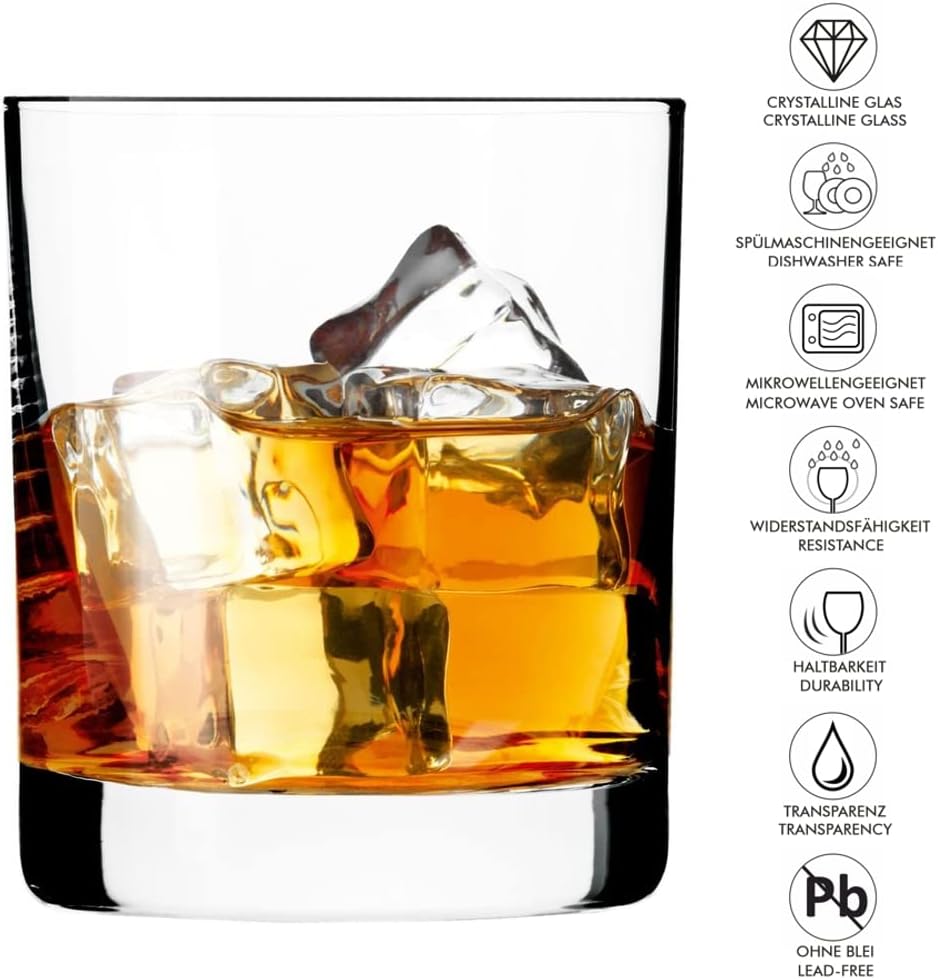 KIAPPO Whiskey Gläser 12er Set - Whisky Tumbler Gläser 300ml - Kristall Trinkgläser für Scotch Bourb
