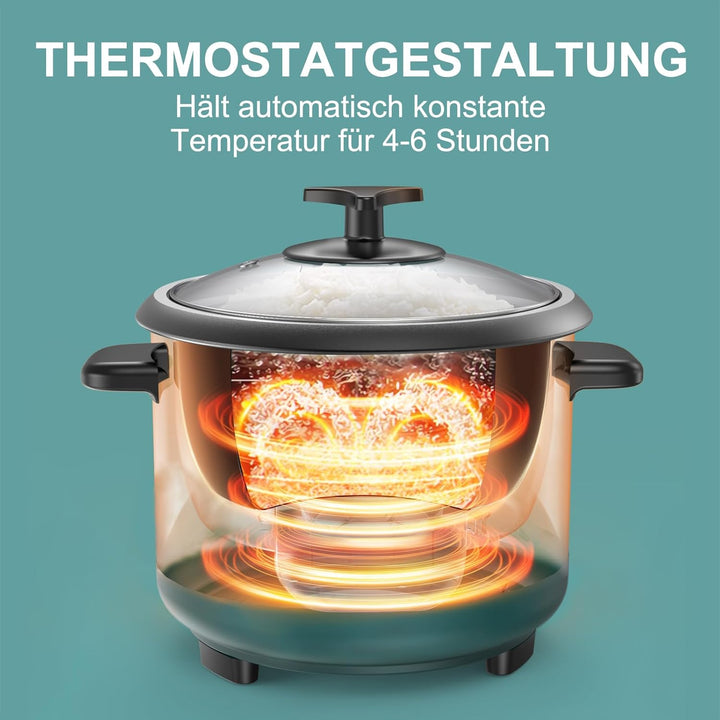 0.6 L Mini-Reiskocher 3-Tassen ungekocht, Macook Tragbarer Antihaft-Reis-Kocher, 15 Minuten schnelle