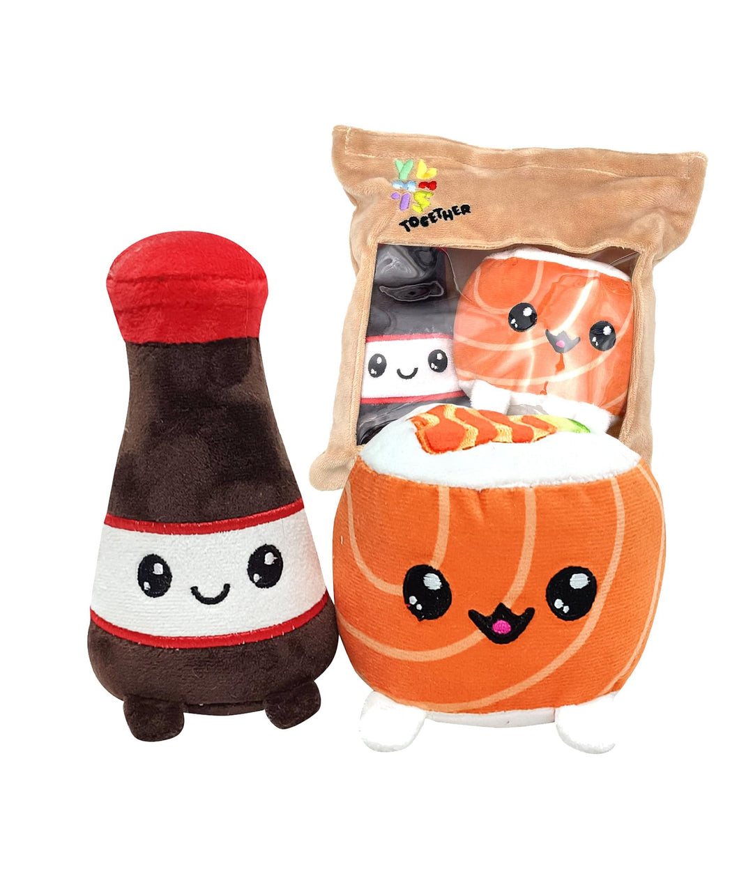 Joy Toy - Yummis Together Uramaki und SOYA - 2 Plüsch 15 cm in Take Away Plüsch Tasche 21x21 cm Uram