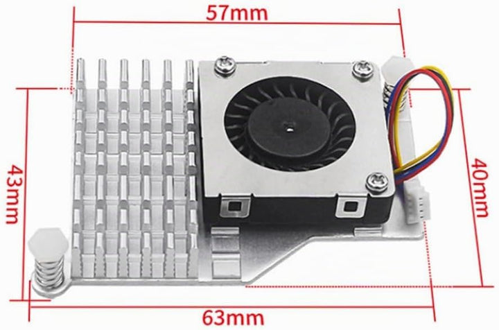 Aktiver Kühler für Raspberry Pi 5 4 GB/8 GB mit PWM-Lüfter und Aluminium-Kühlkörper (Silber)