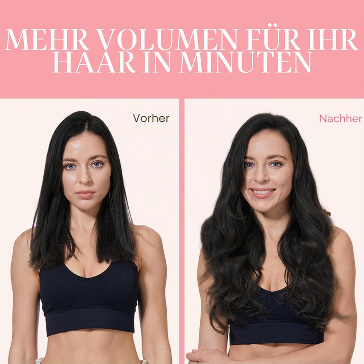 GOO GOO Clip in Extensions Eechthaar, 40cm 120g 7pcs, 1 Tief Schwarz, Remy Clip in Haarverlängerung
