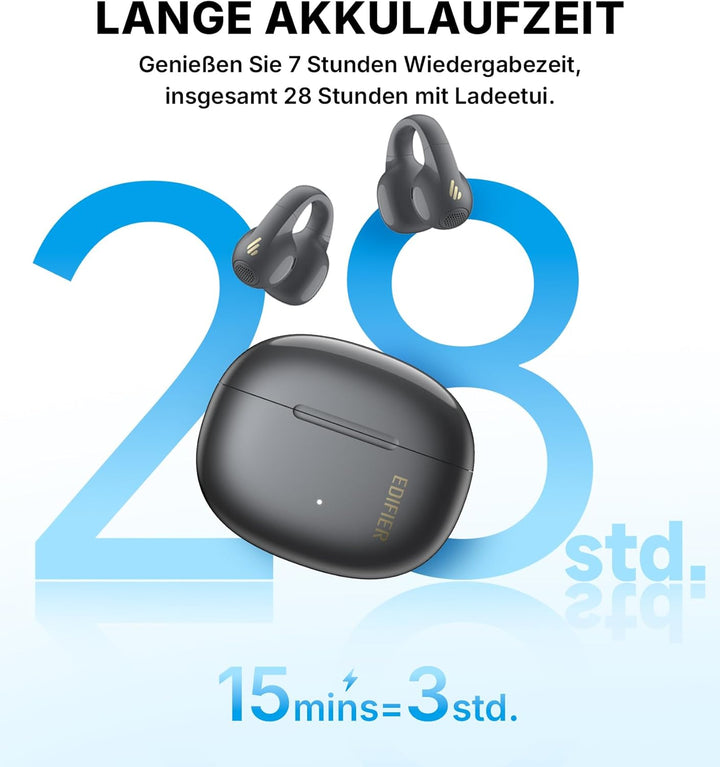 Edifier R1 Open-Ear True Wireless Earbuds, Bluetooth 5.4 Clip-On Kopfhörer, AI Clear Calls, Links/Re