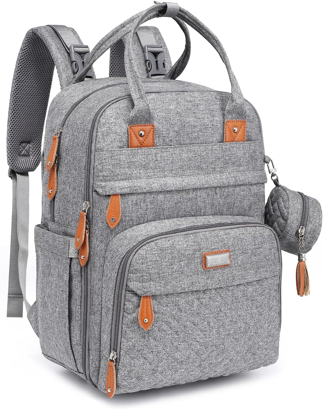 BabbleRoo Baby Wickeltasche/Rucksack, Wickelrucksack lässige Wickeltaschen Grau, Grau
