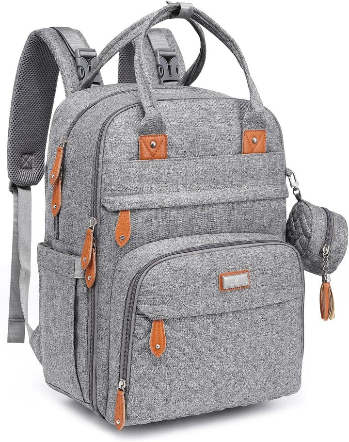 BabbleRoo Baby Wickeltasche/Rucksack, Wickelrucksack lässige Wickeltaschen Grau, Grau