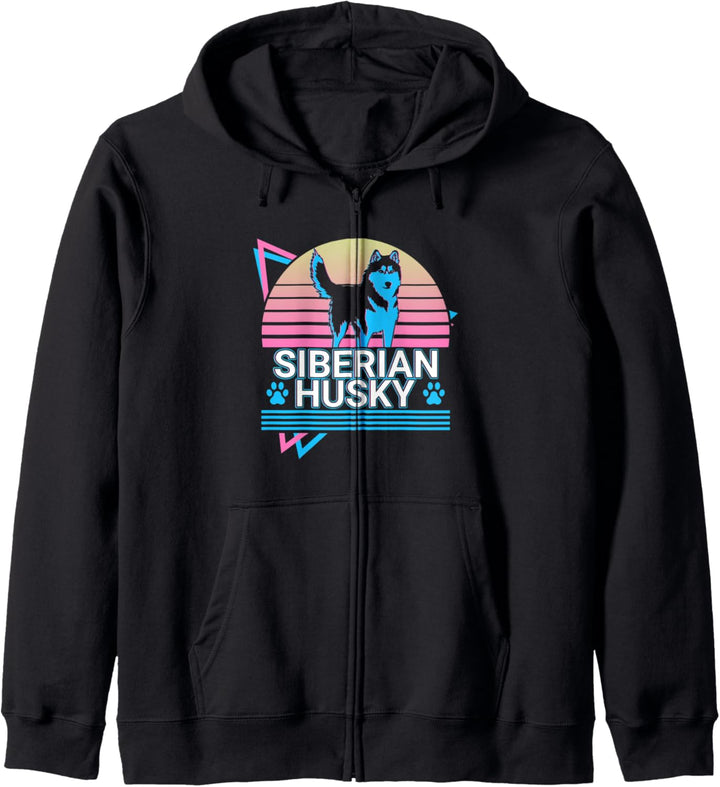 Sibirischer Husky Retro Kapuzenjacke