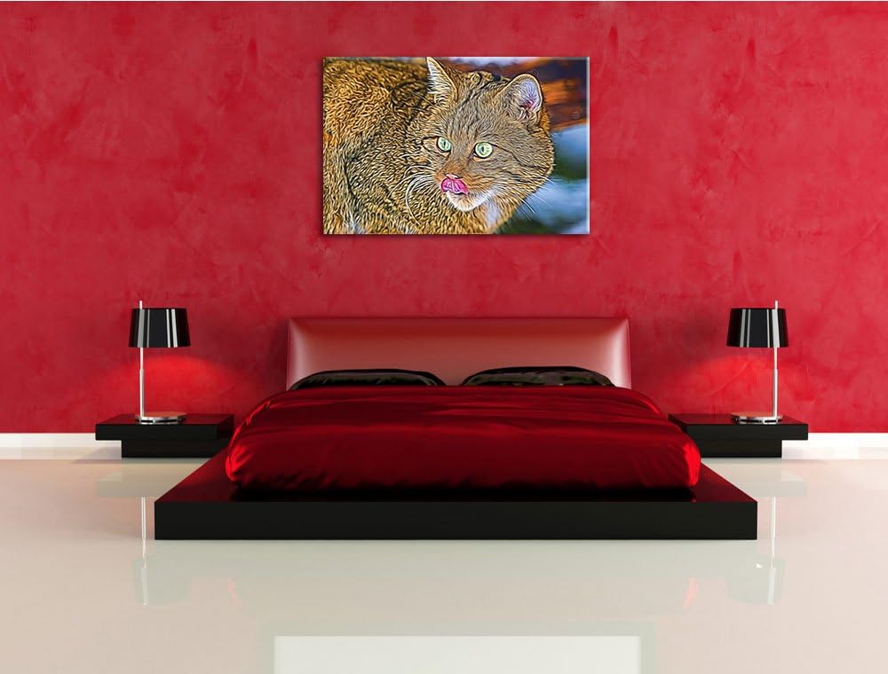 schöne Manul in Schneelandschaft Deluxe Format: 100x70 cm auf Leinwand, XXL riesige Bilder fertig ge
