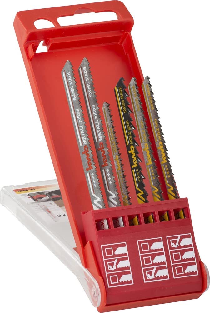 kwb Stichsägeblätter-Set für Holz und Metall 625630 (6-teilig,HCS-Stahl/Bi-Metall, Universal-Schaft)