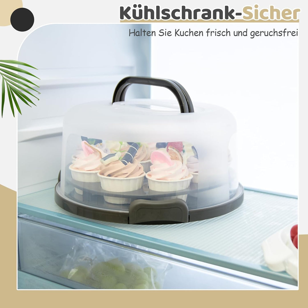 Ohuhu Kuchen Transportbox, Torten Transport Box mit Deckeln und Tragegriff, Tragbarer Tortentranspor