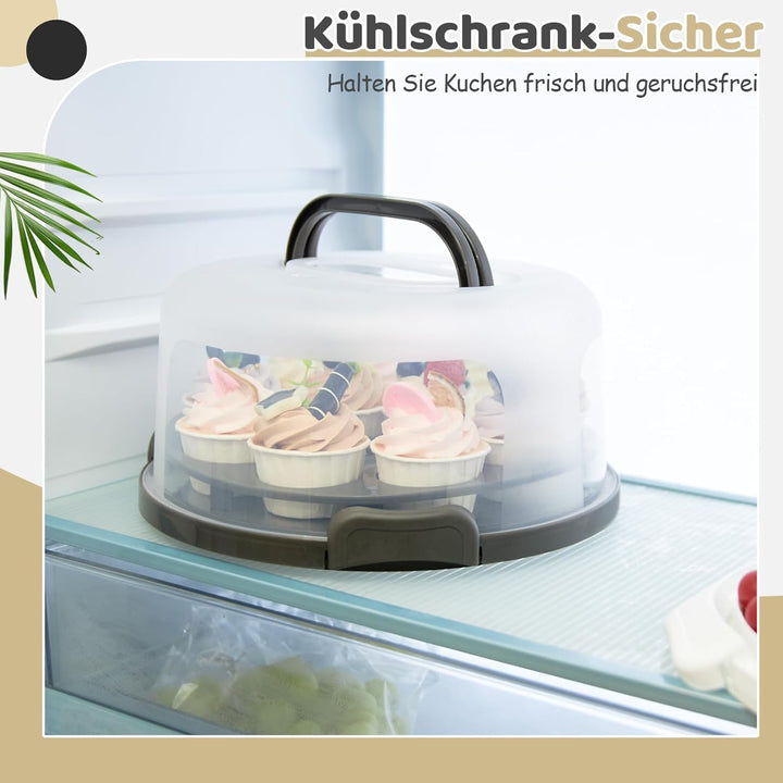 Ohuhu Kuchen Transportbox, Torten Transport Box mit Deckeln und Tragegriff, Tragbarer Tortentranspor