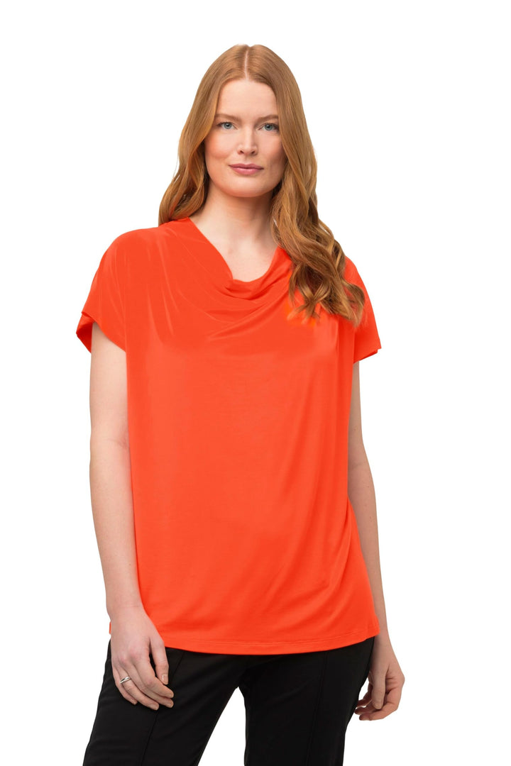 Ulla Popken Damen Wasserfall T-Shirt 42-44 Hellorange, 42-44 Hellorange