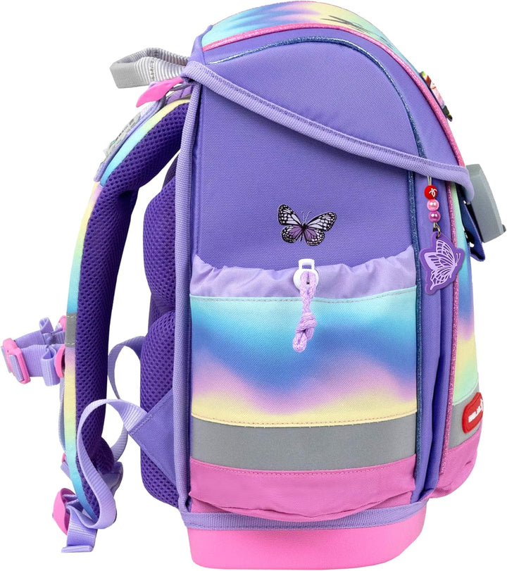 Belmil Classy Plus Schulranzen Set 5-teilig mit Brustgurt (405-78/AG/S) Rainbow Ombre, Rainbow Ombre