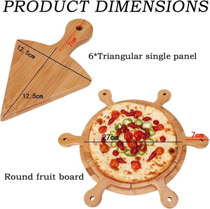 Pizza Paddle Service Board, 11in Rundes Fruchtbrett Mit 6pcs Dreieckigen Einzelpanelen, Pizzateller