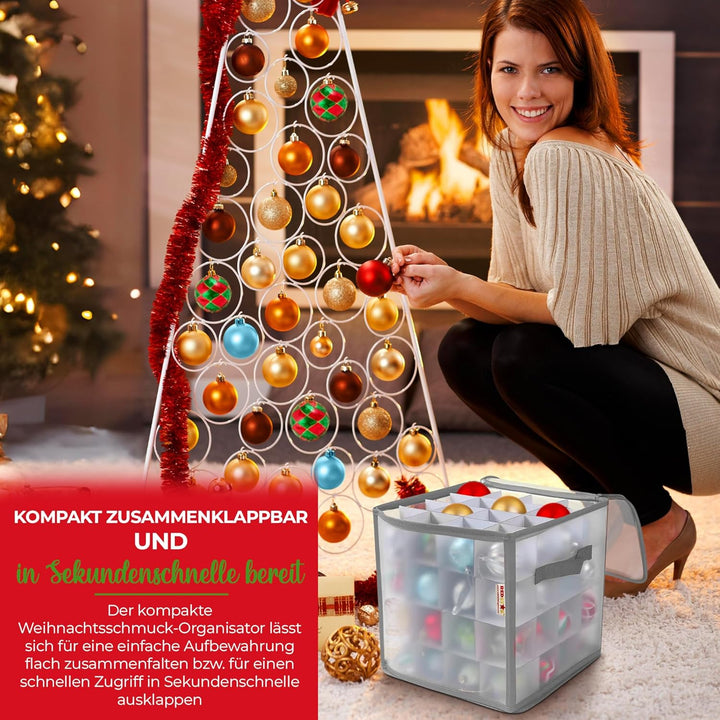 REDSTAR Weihnachtskugeln Aufbewahrung für 64 Christbaumkugeln – Aufbewahrungsbox für Weihnachtsbaum-