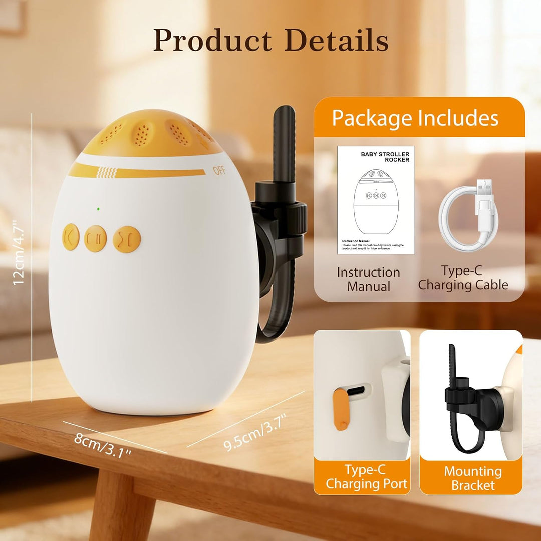 Kinderwagenschaukler - Einschlafhilfe Baby Handfreie Babywippe Elektrisch mit 45-Min Timer, USB-C Wi