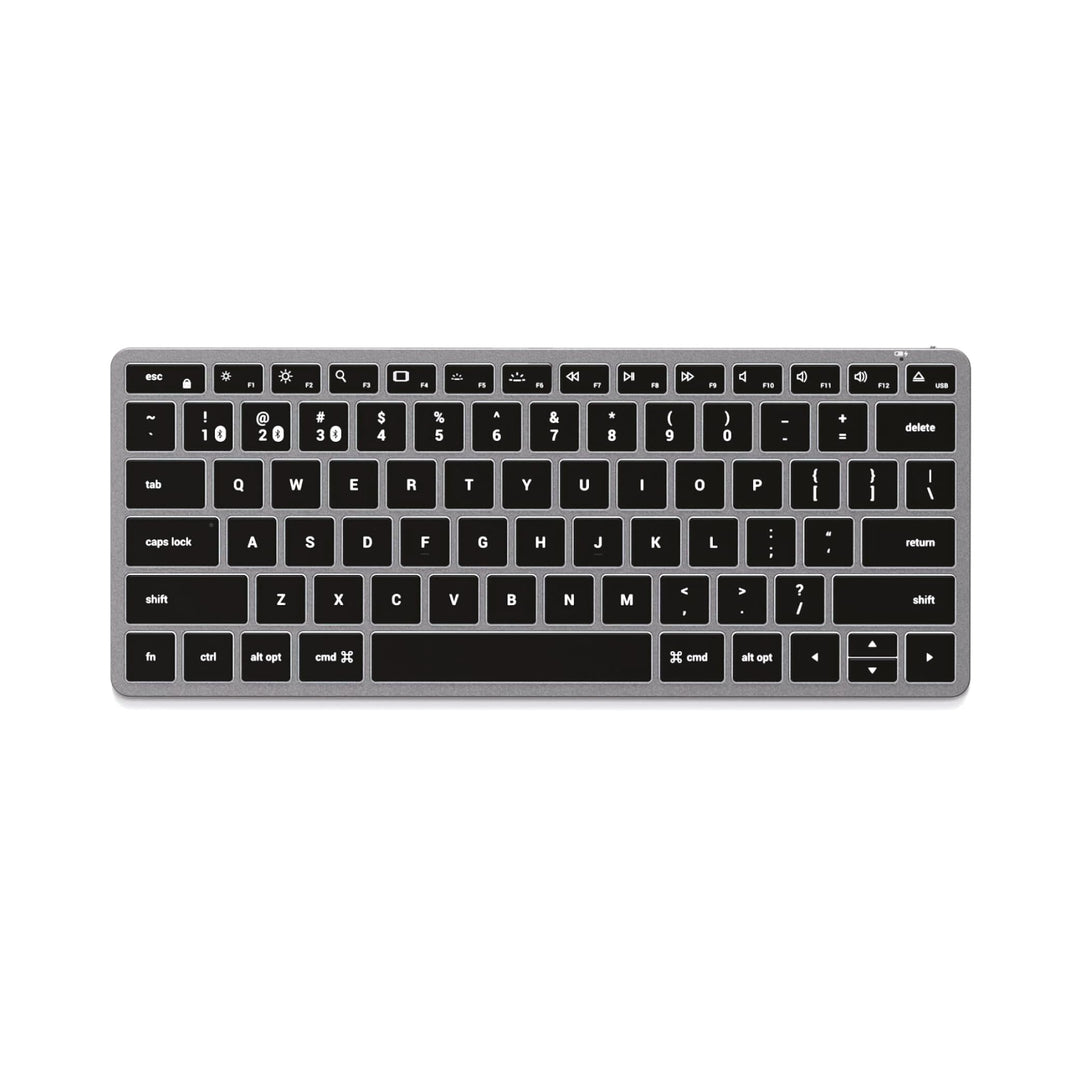 SATECHI Slim X1 Bluetooth Tastatur, 𝗤𝗪𝗘𝗥𝗧𝗬-𝗟𝗮𝘆𝗼𝘂𝘁, Hintergrundbeleuchtung, kompatibel mit vielen Ger