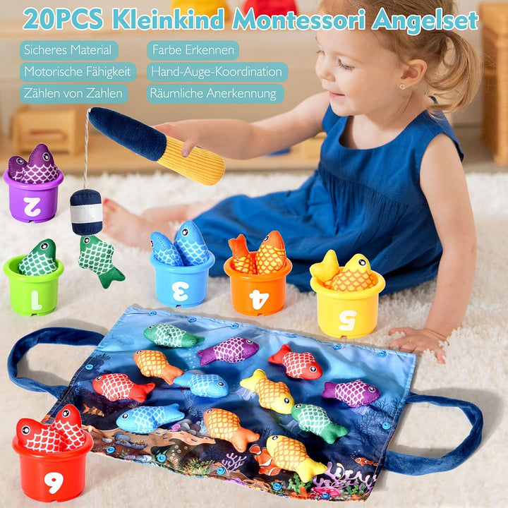 Montessori Spielzeug ab 1 2 Jahr, Angelspiel kinderspielzeug, Baby Spielzeug für 6 12 18 Monate, Mot