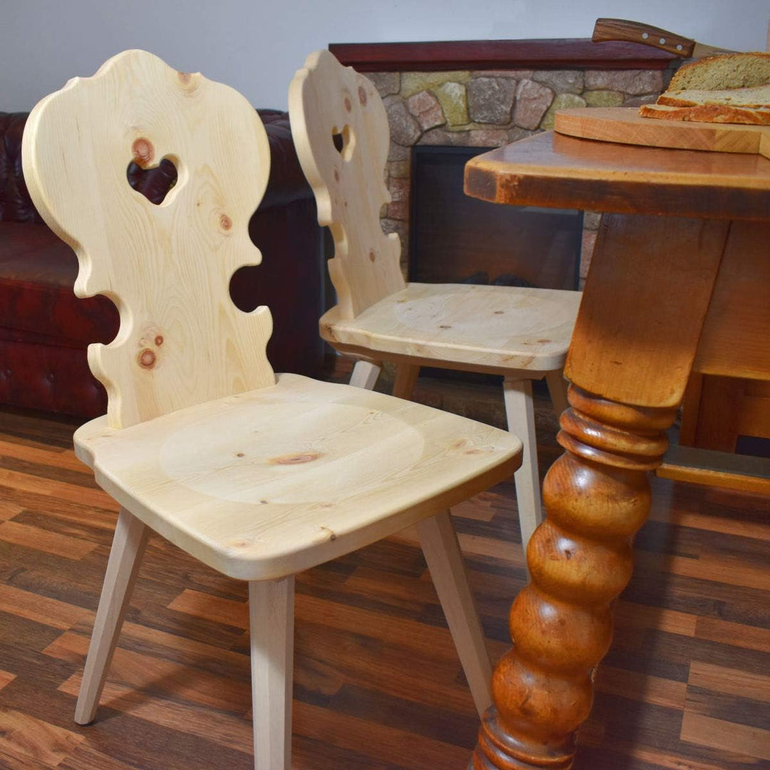 Hochwertiger Bauernstuhl aus 100% Zirbenholz - Traditioneller Holzstuhl – Landhausstuhl- Sitzhöhe: 4
