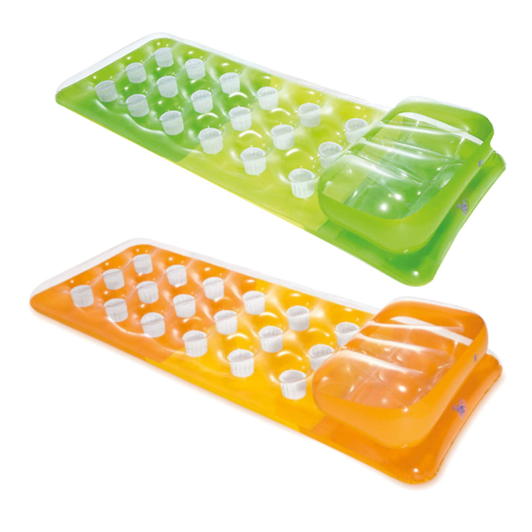 Intex 18-Pocket Fashion Mats - Luftmatratzte - 188 x 71 cm Grün + Orange, Grün + Orange