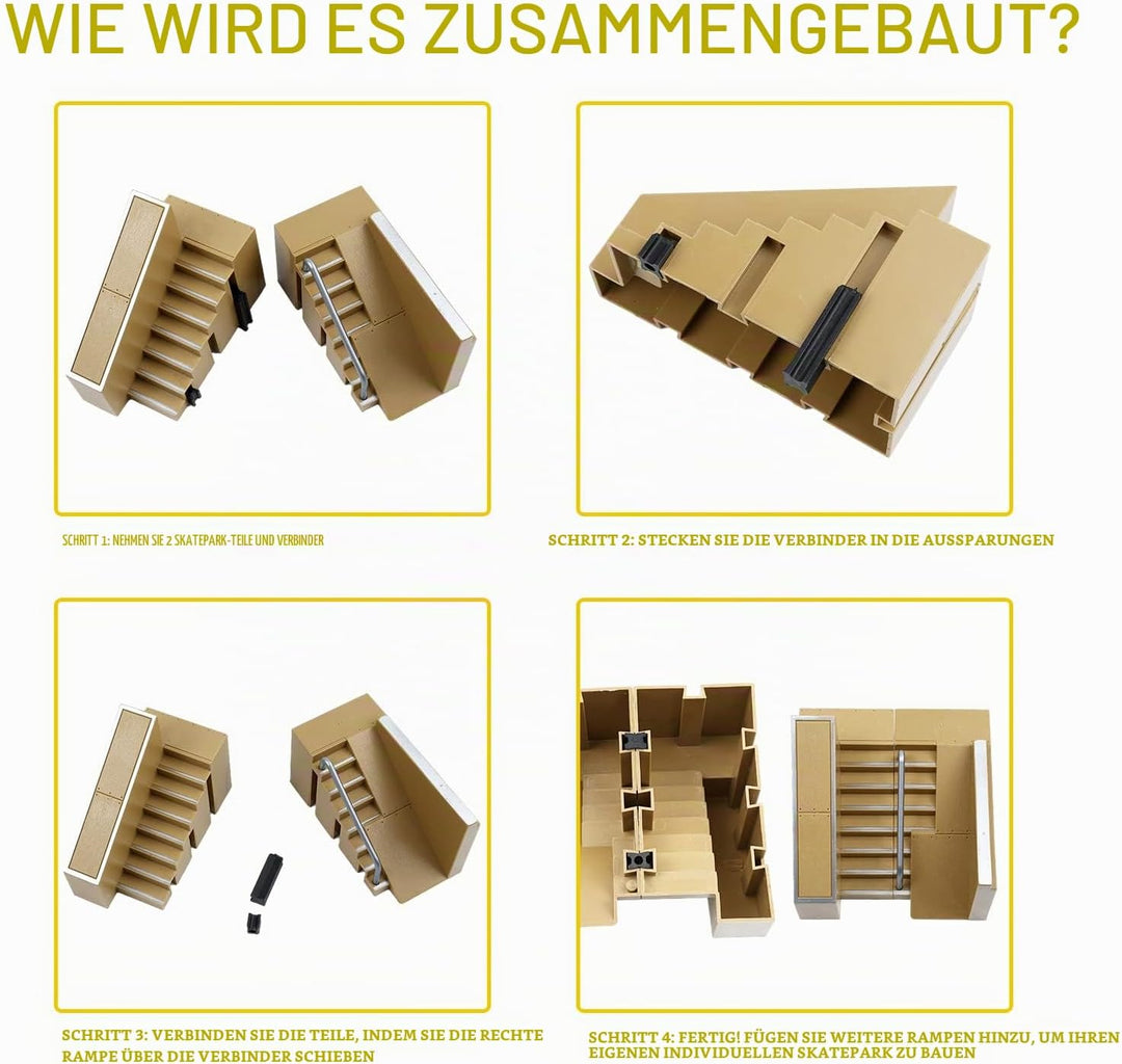 IOUGDSEC Skate Park Kit Fingerspielzeug Skate Park Kit Rampe Teile für Finger Skateboard Fingerboard