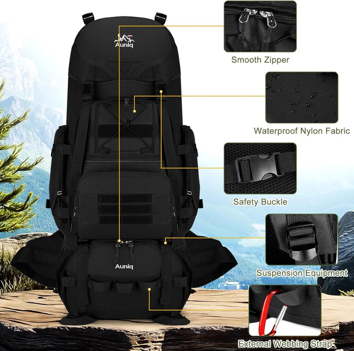 Wanderrucksack 100L, Herren Damen Wasserdichter Trekkingrucksack Reiserucksack Outdoor Wandern Rucks