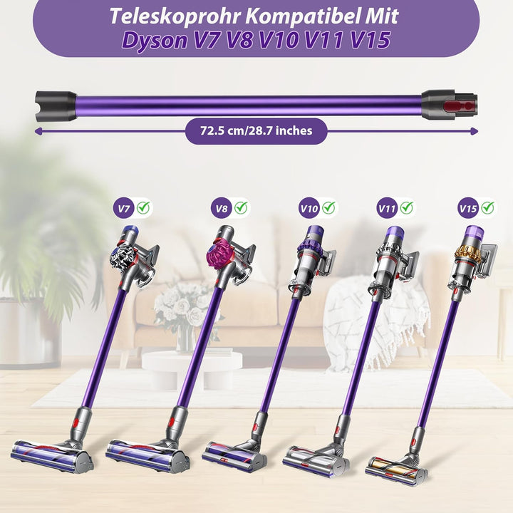Verlängerungsrohr Kompatibel für Dyson V7 V8 V10 V11 V15, Teleskoprohr mit 2 Stück Filter, Starre Ve