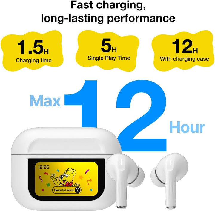 HARIBO Bluetooth Kopfhörer Kabellose In-Ear-Kopfhörer mit LCD-Touchscreen Case, Bluetooth 5.4 TWS, N
